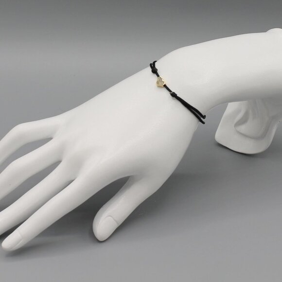 Jewelry heart black gold string bracelet adjustable fashion delicate brand new - Picture 5 of 7